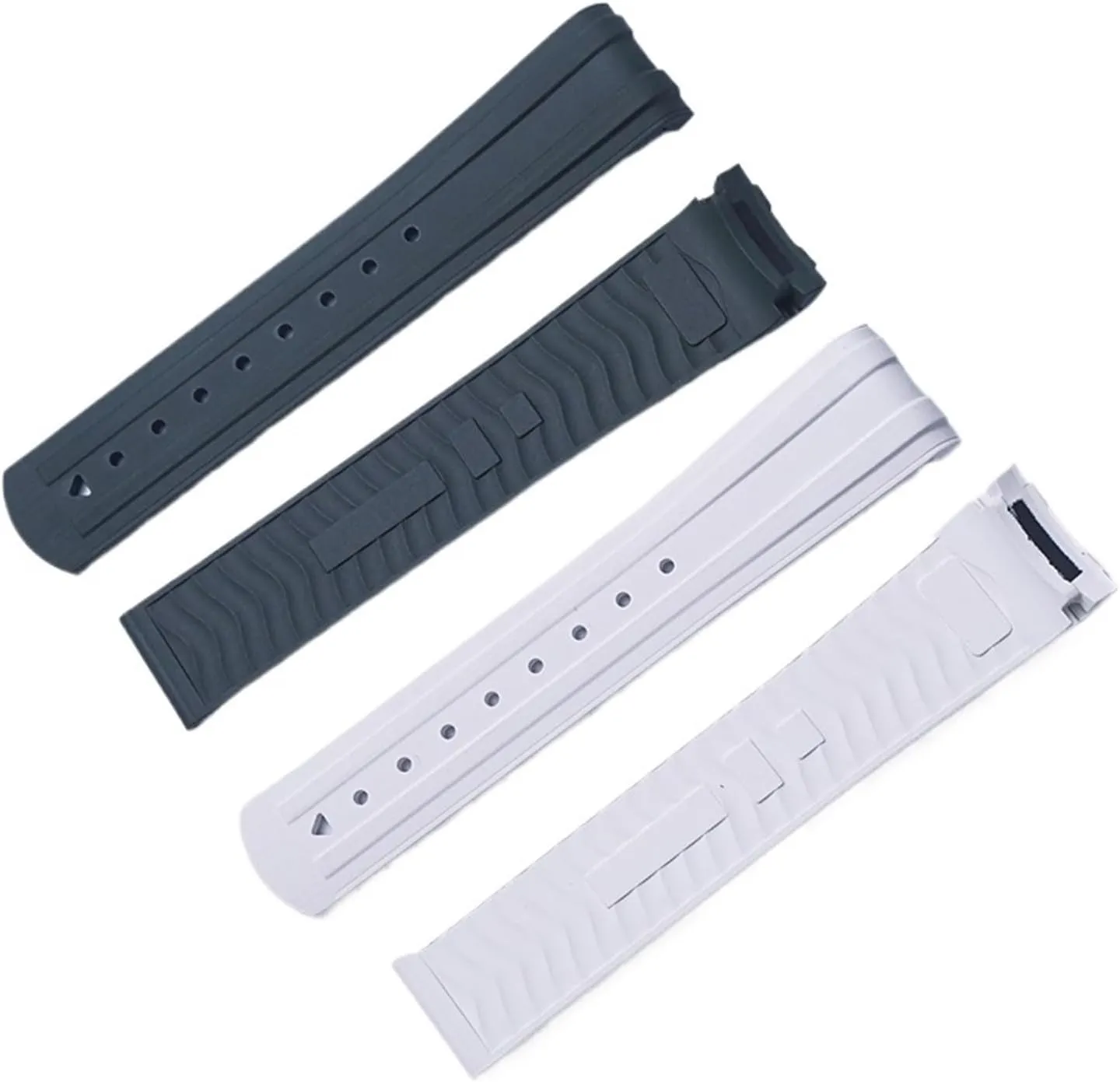 New Soft FKM Fluororubber 20mm Curved End For Replacing Diving Strap With Folding Buckle