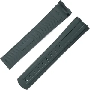 New Soft FKM Fluororubber 20mm Curved End For Replacing Diving Strap With Folding Buckle