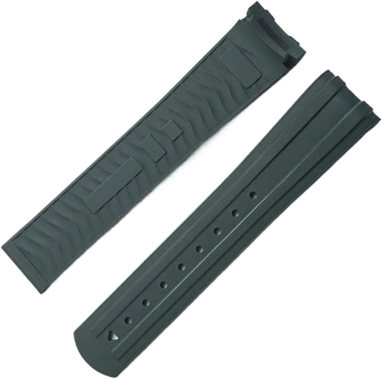New Soft FKM Fluororubber 20mm Curved End For Replacing Diving Strap With Folding Buckle