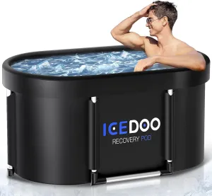 New Upgrade XL 139-Gallon Oval Ice Bath Tub - 6 Layered Portable Bathtub, Foldable with Cover Cold Plunge Tub for Athletes, Home Gym, Outdoor Recovery Use.