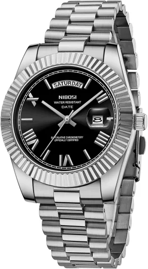 NIBOSI Men Watches Analog Quartz Stainless Steel Watches for Men Waterproof Business Classic Desiger Wrist Watch Day & Date