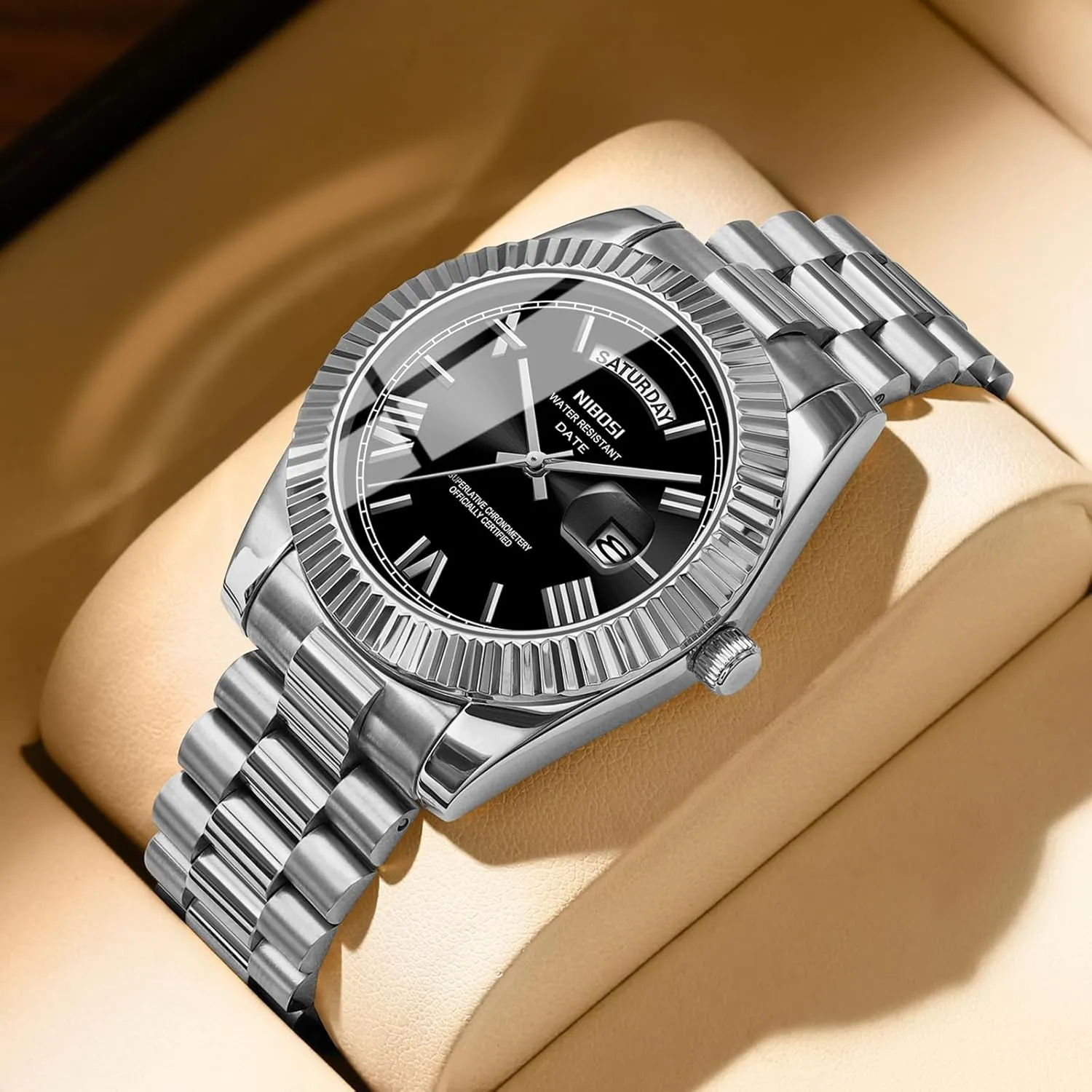 NIBOSI Men Watches Analog Quartz Stainless Steel Watches for Men Waterproof Business Classic Desiger Wrist Watch Day & Date