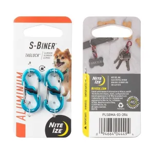 NITE IZE - S-BINER® TAGLOCK™ ALUMINUM - 2 PACK - BLUE