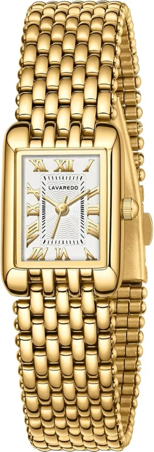 NN BEN NEVIS Gold Watches for Women Dainty Small Ladies Watch with Stainless Steel Strap, Luxury Casual Fashion Square Quartz Waterproof Watch Bracelet Adjustment Tool Included