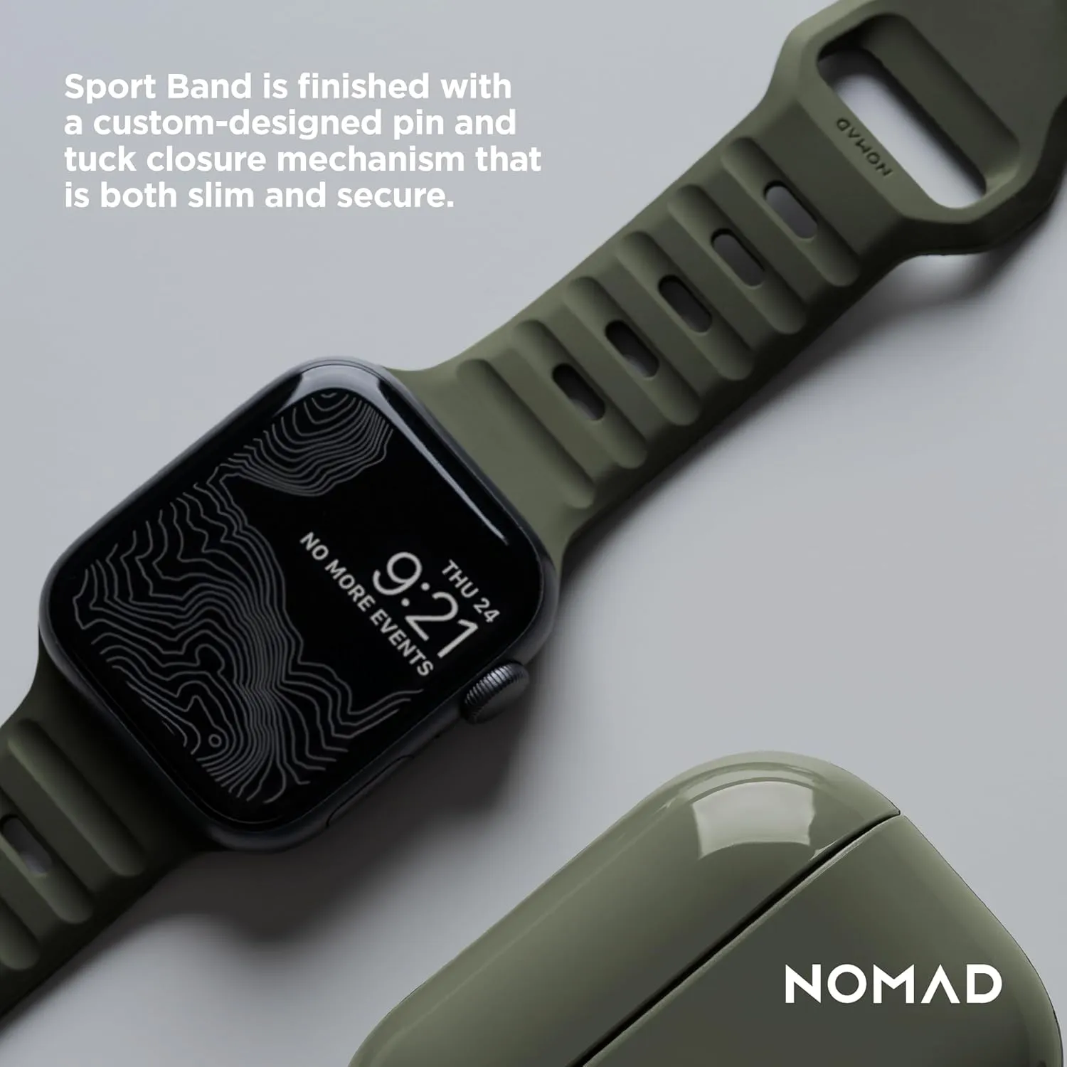 NOMAD Sport Band V2 | Unisex, Sport Loop Watch Band | Fluororubber, Black, 22mm, 42/44/45/49mm, Waterproof