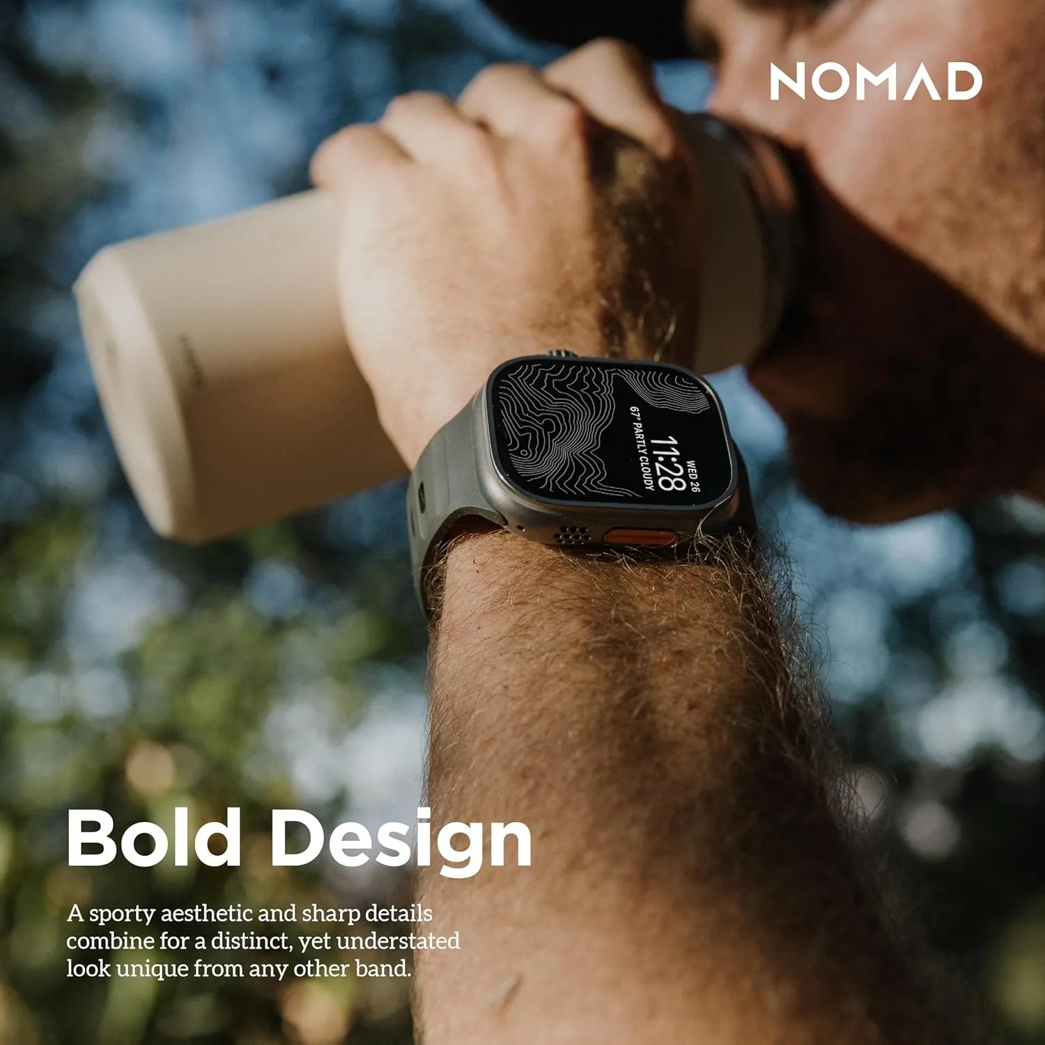 NOMAD Sport Band V2 | Unisex, Sport Loop Watch Band | Fluororubber, Black, 22mm, 42/44/45/49mm, Waterproof