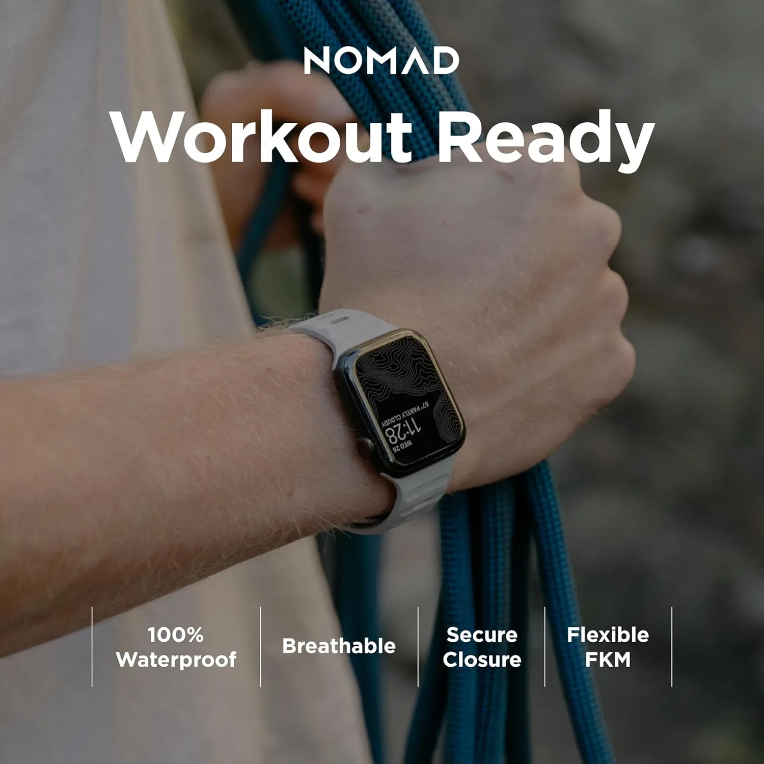 NOMAD Sport Band V2 | Unisex, Sport Loop Watch Band | Fluororubber, Black, 22mm, 42/44/45/49mm, Waterproof