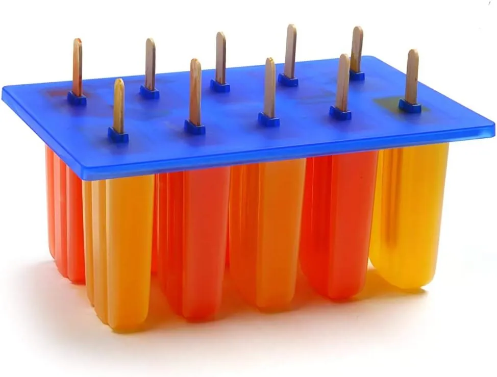 Norpro 423 Frozen Ice Pop Maker with 24 Wooden Sticks, White/Blue, 4x9x5.5 inches