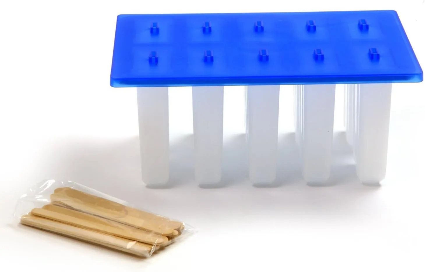 Norpro 423 Frozen Ice Pop Maker with 24 Wooden Sticks, White/Blue, 4x9x5.5 inches