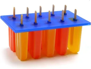 Norpro 423 Frozen Ice Pop Maker with 24 Wooden Sticks, White/Blue, 4x9x5.5 inches