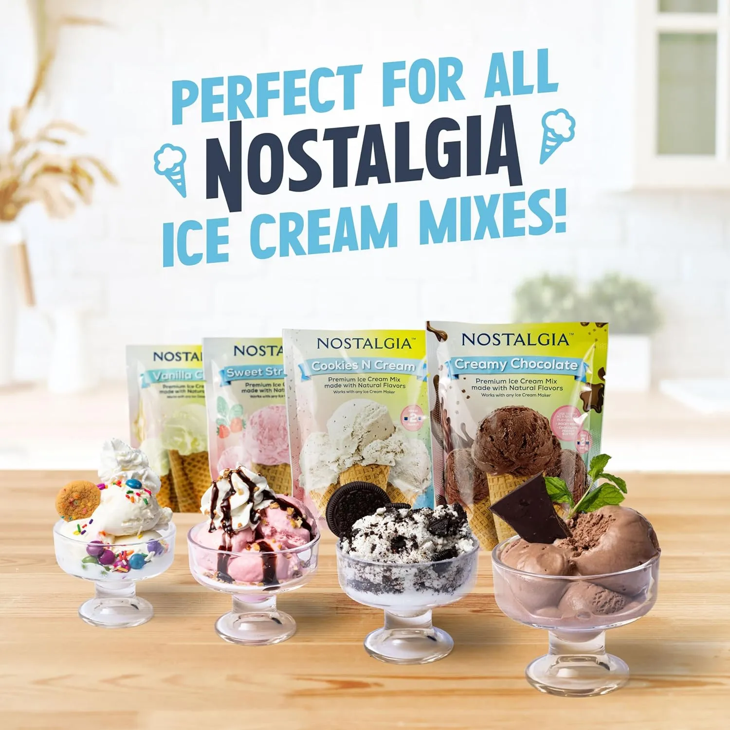 Nostalgia Electric Ice Cream Maker - Old Fashioned Soft Serve Ice Cream Machine Makes Frozen Yogurt or Gelato in Minutes - Fun Kitchen Appliance - Modern Style - Aqua - 2 Quart