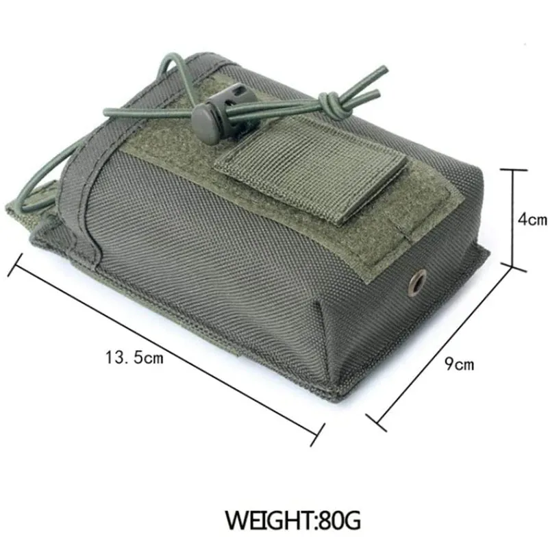 Nylon Tactical Molle Radio Pouch - Adjustable Holder for Walkie Talkie and Small Devices