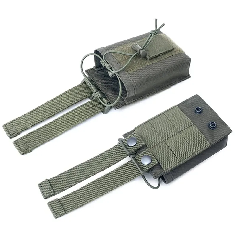 Nylon Tactical Molle Radio Pouch - Adjustable Holder for Walkie Talkie and Small Devices