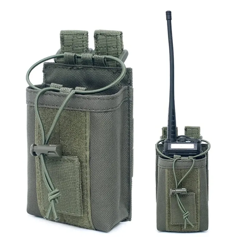 Nylon Tactical Molle Radio Pouch - Adjustable Holder for Walkie Talkie and Small Devices