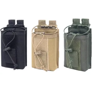 Nylon Tactical Molle Radio Pouch - Adjustable Holder for Walkie Talkie and Small Devices