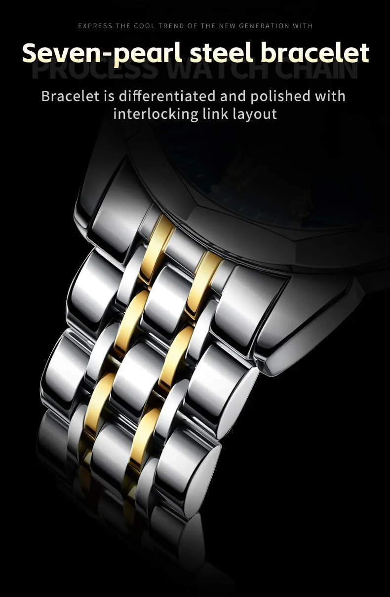 OLEVS Automatic Watches for Men Business Dress Watch Mechanical Stainless Steel Waterproof Self Winding Classic Date Luxury Diamond Men Wrist Watch