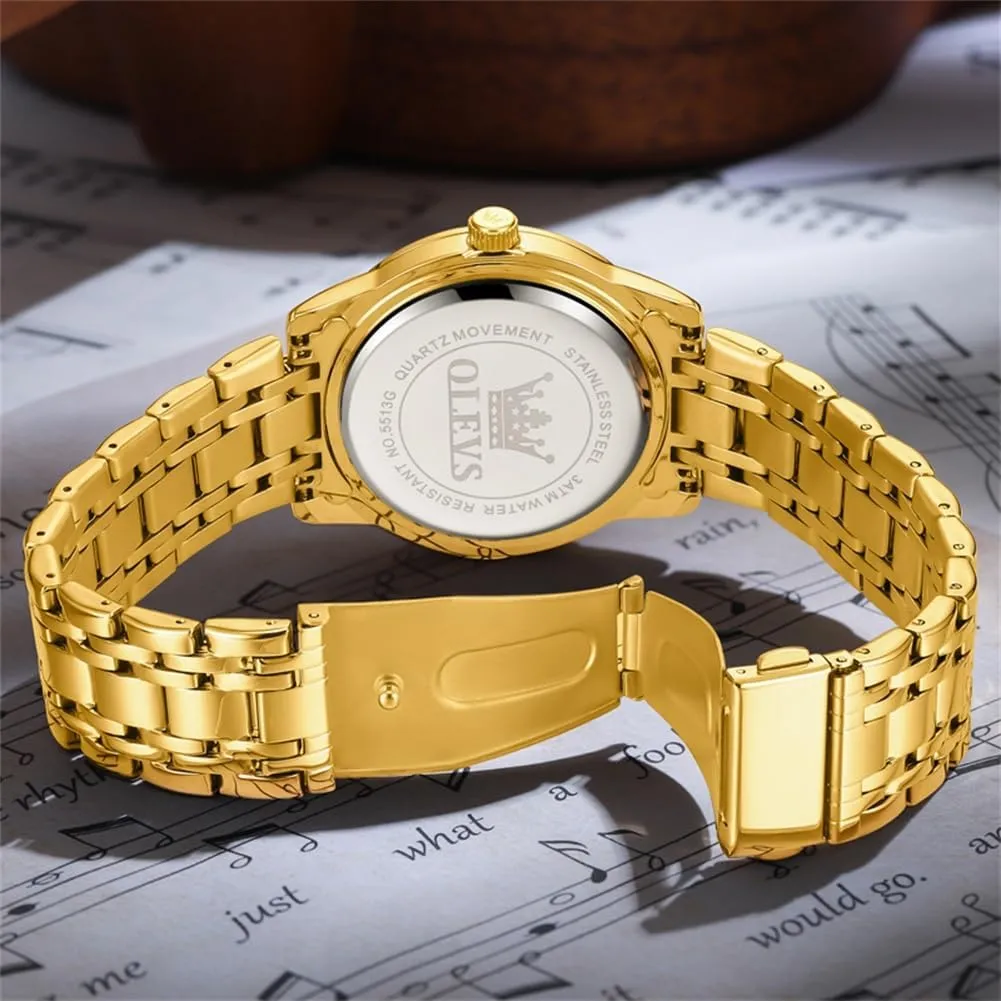 OLEVS Classic Men Watches with Date,Stainless Steel Man Watch with Date, Bussiness Watches for Men,Luminous Quartz Mens Watches Black/White/Blue/Gold, Waterproof Male Watch with Week