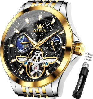OLEVS Mens Automatic Watches Self Winding Skeleton Luxury Stylish Wrist Watch Waterproof Luminous