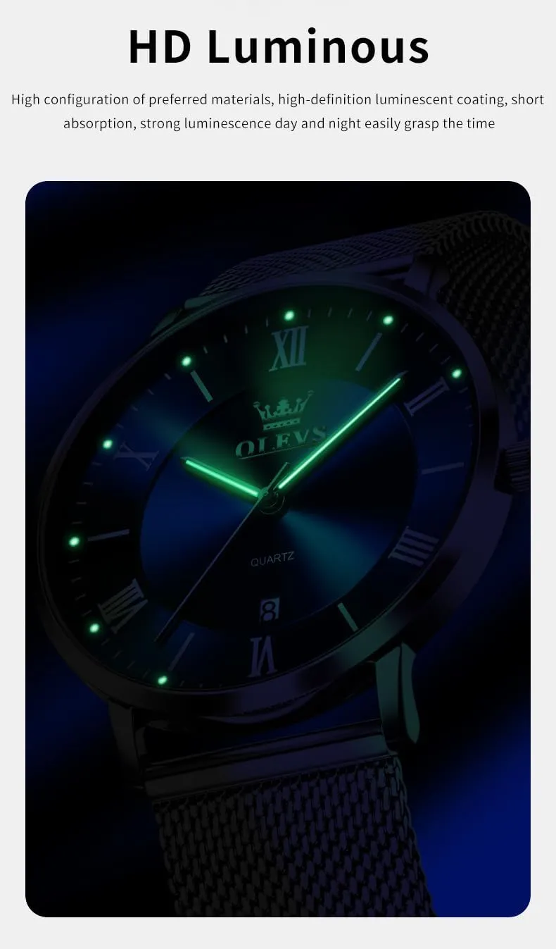 OLEVS Mens Gold Watches Analog Quartz Business Dress Watch Day Date Stainless Steel Classic Luxury Luminous Waterproof Casual Male Wrist Watches
