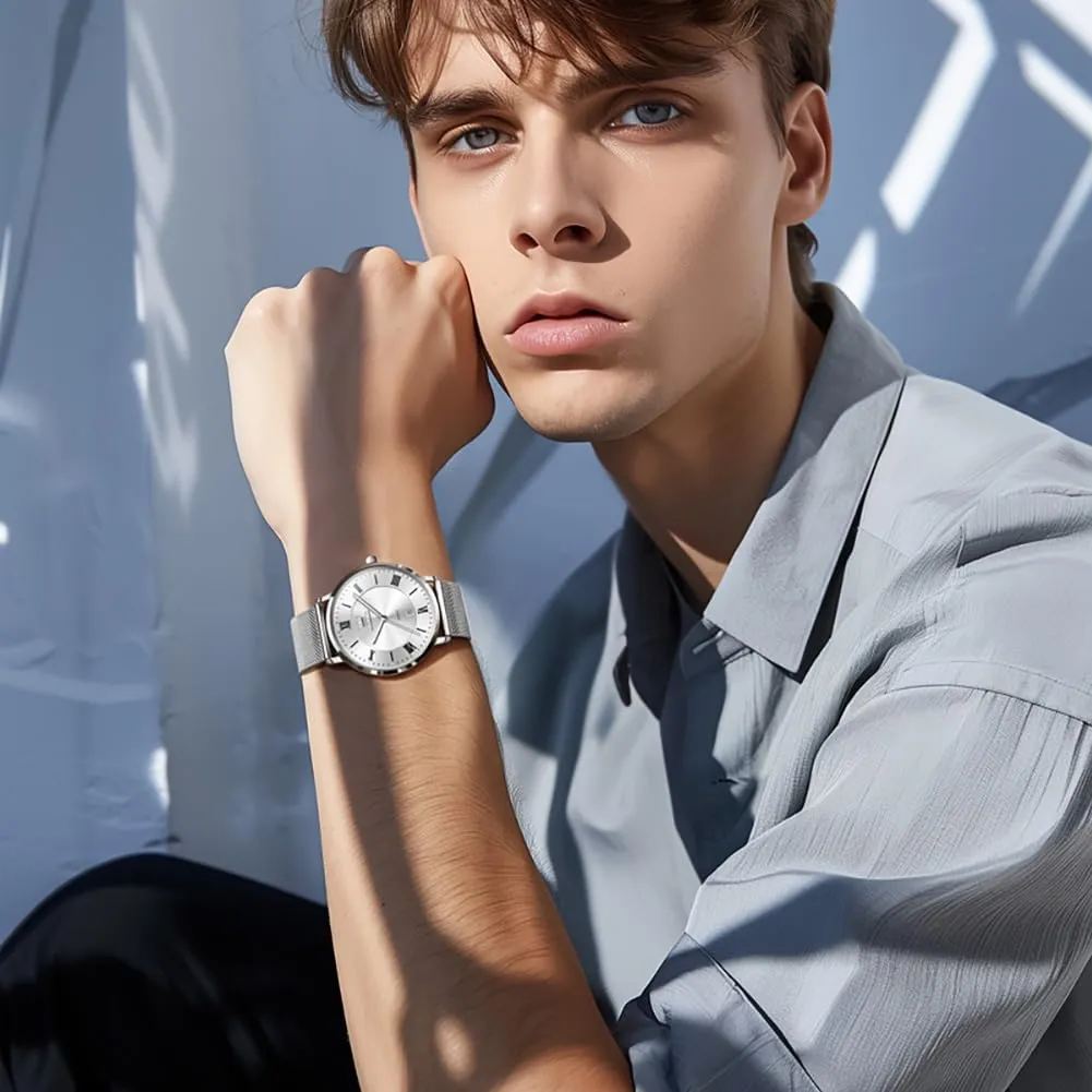 OLEVS Mens Gold Watches Analog Quartz Business Dress Watch Day Date Stainless Steel Classic Luxury Luminous Waterproof Casual Male Wrist Watches