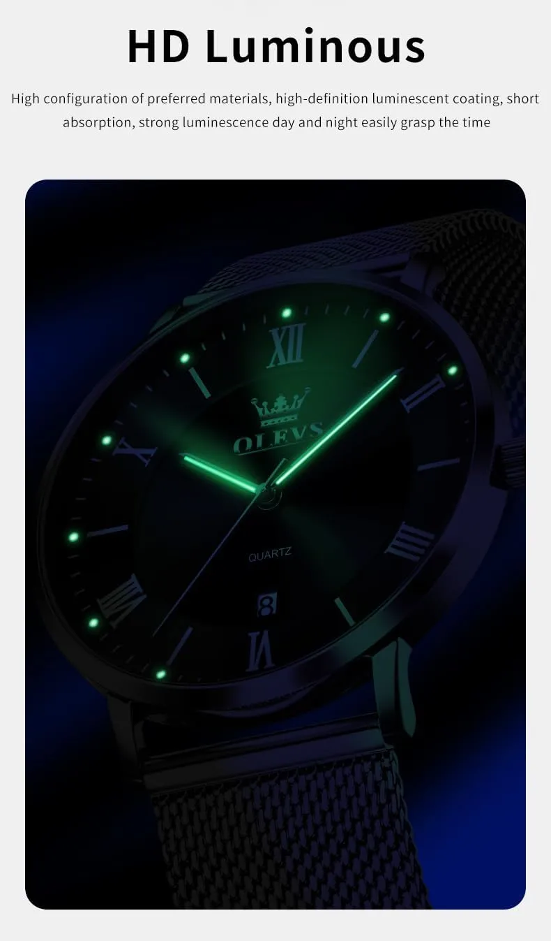 OLEVS Mens Gold Watches Analog Quartz Business Dress Watch Day Date Stainless Steel Classic Luxury Luminous Waterproof Casual Male Wrist Watches