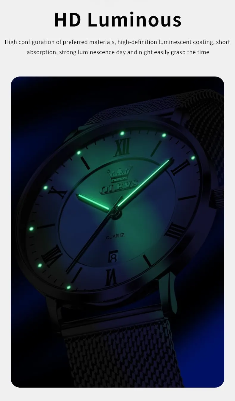 OLEVS Mens Gold Watches Analog Quartz Business Dress Watch Day Date Stainless Steel Classic Luxury Luminous Waterproof Casual Male Wrist Watches