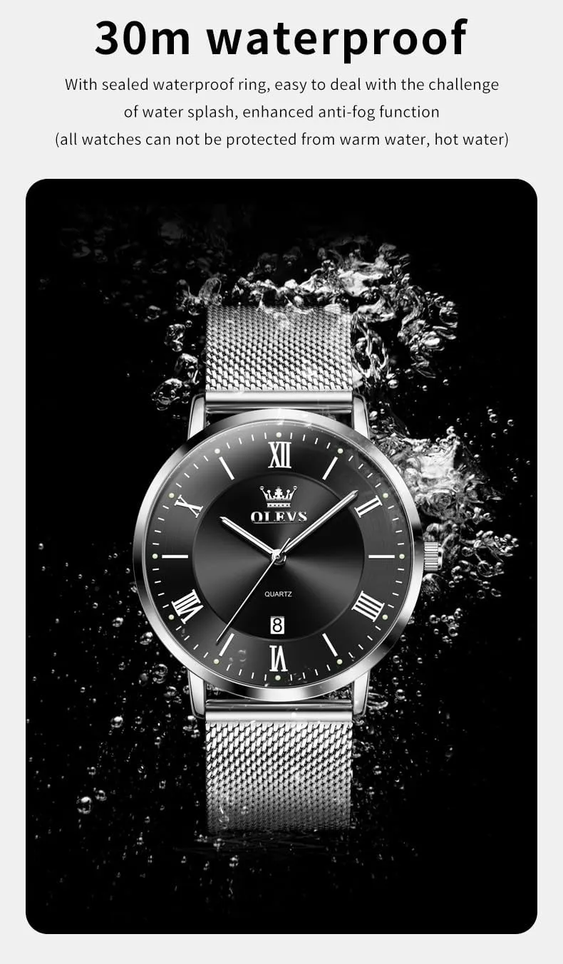 OLEVS Mens Gold Watches Analog Quartz Business Dress Watch Day Date Stainless Steel Classic Luxury Luminous Waterproof Casual Male Wrist Watches