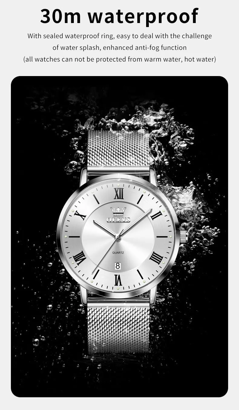 OLEVS Mens Gold Watches Analog Quartz Business Dress Watch Day Date Stainless Steel Classic Luxury Luminous Waterproof Casual Male Wrist Watches