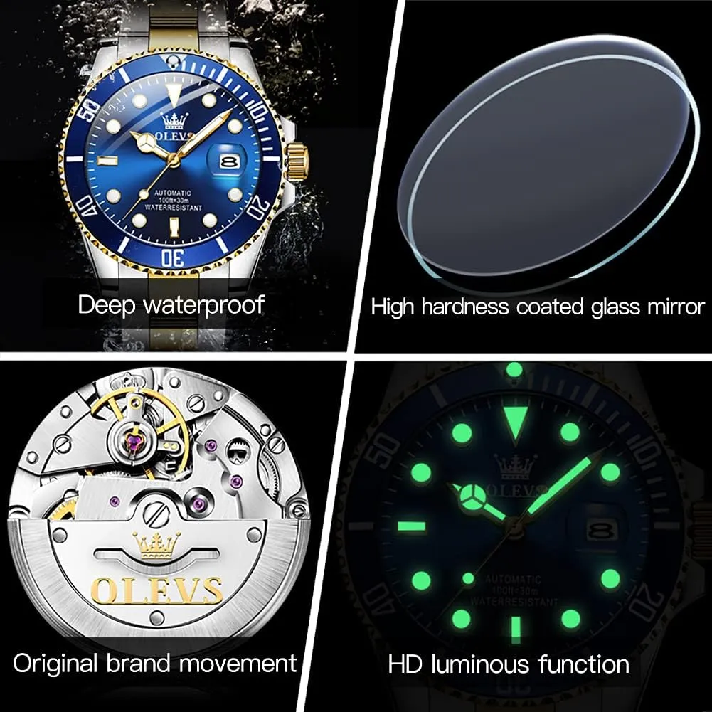 OLEVS Men's Mechanical Watch Hollow Out Waterproof Automatic Stringing Watch for Men