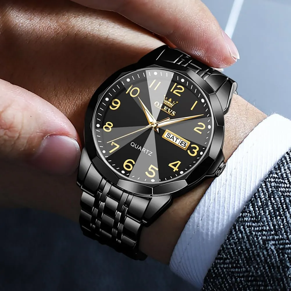 OLEVS Watch for Men Simple Business Dress Analog Stainless Steel Waterproof Luminous Date Easy Read Men Wrsit Watch