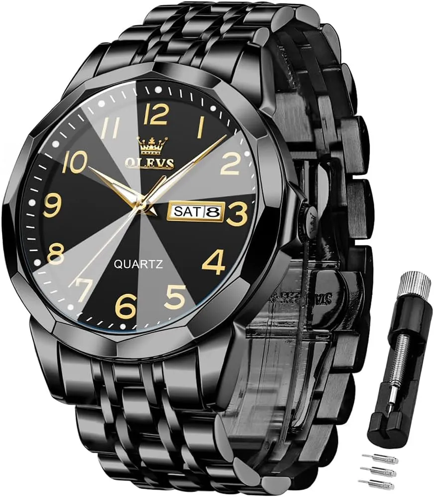 OLEVS Watch for Men Simple Business Dress Analog Stainless Steel Waterproof Luminous Date Easy Read Men Wrsit Watch