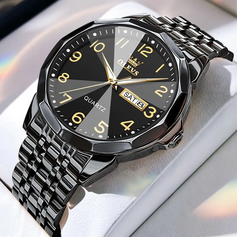 OLEVS Watch for Men Simple Business Dress Analog Stainless Steel Waterproof Luminous Date Easy Read Men Wrsit Watch