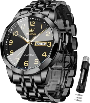 OLEVS Watch for Men Simple Business Dress Analog Stainless Steel Waterproof Luminous Date Easy Read Men Wrsit Watch