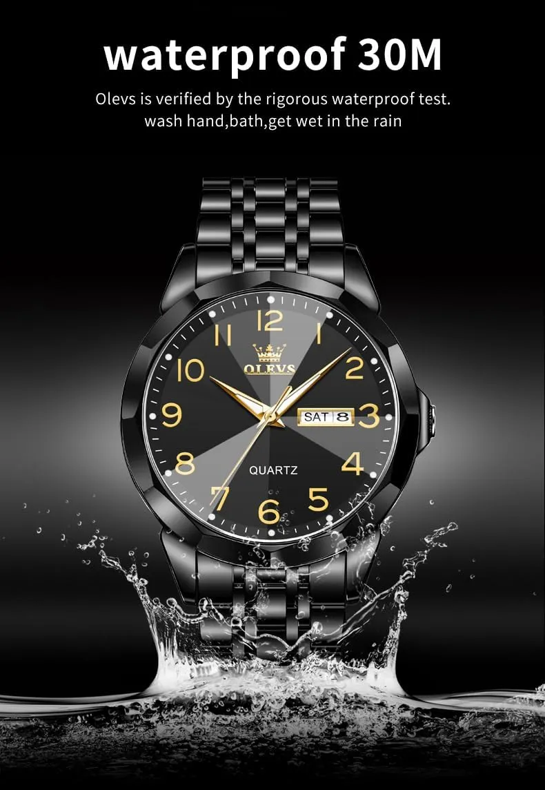 OLEVS Watch for Men Simple Business Dress Analog Stainless Steel Waterproof Luminous Date Easy Read Men Wrsit Watch