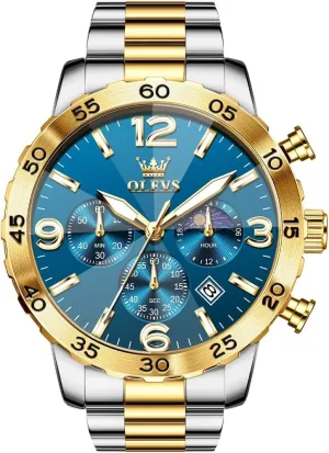 OLEVS Watch for Men Simple Business Dress Analog Stainless Steel Waterproof Luminous Date Easy Read Men Wrsit Watch