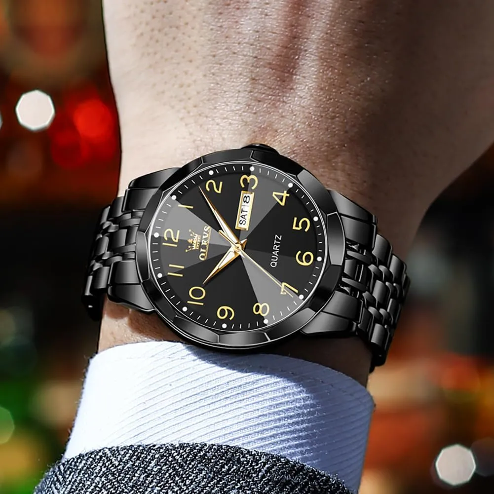 OLEVS Watch for Men Simple Business Dress Analog Stainless Steel Waterproof Luminous Date Easy Read Men Wrsit Watch