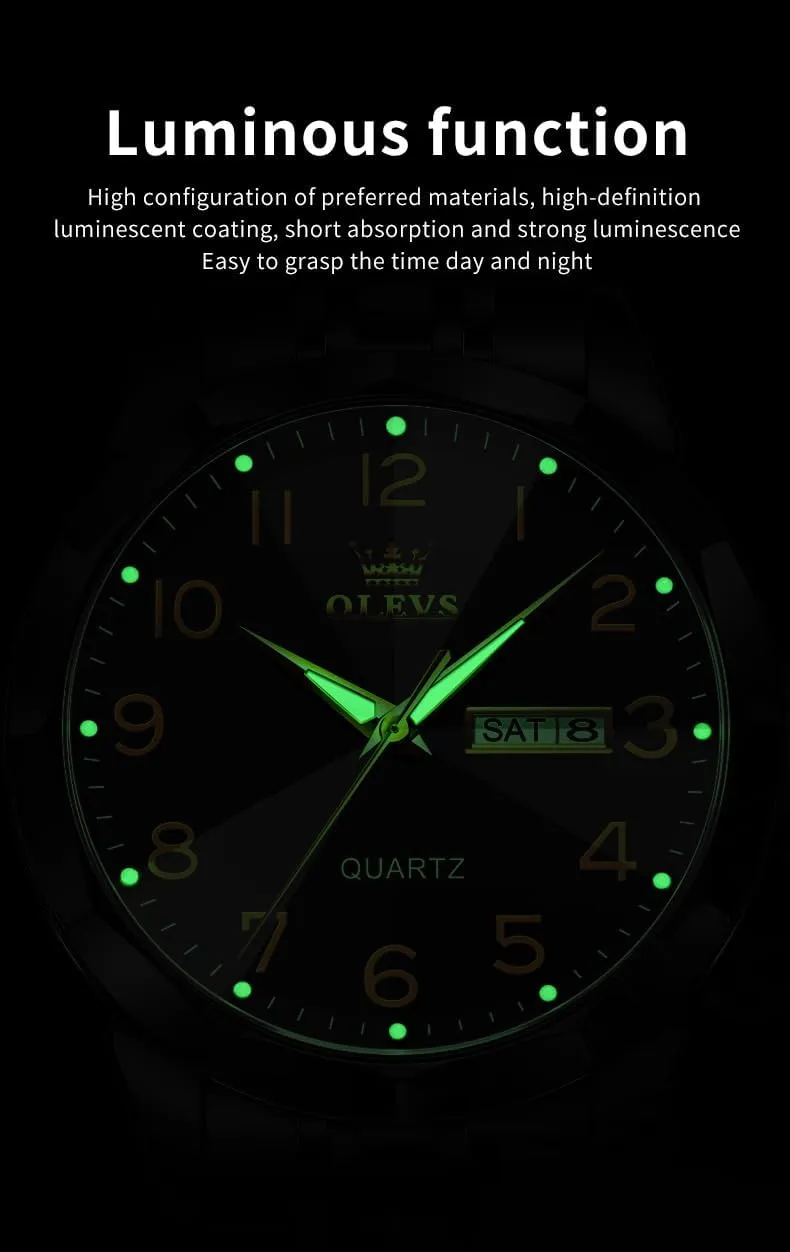 OLEVS Watch for Men Simple Business Dress Analog Stainless Steel Waterproof Luminous Date Easy Read Men Wrsit Watch