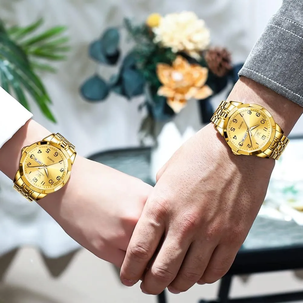 OLEVS Watch for Men Women Large Face Unisex Diamond Luxury Dress Analog Quartz Stainless Steel Waterproof Luminous Date Business Casual Wrist Watch