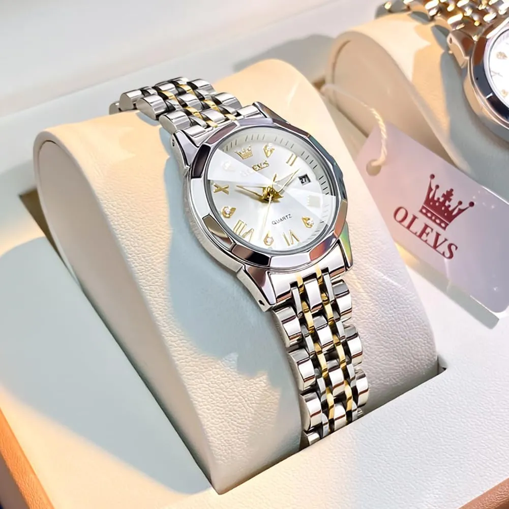 OLEVS Watch Women,Watches for Women,Ladies Watches,Lady Watch,Waterproof Fashion Dress Diamond Stainless Steel Bracelet Analog Watches for Women Small Wrist Day and Date Water Resistant Watches