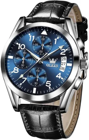 OLEVS Watches for Men Brown Leather Gold Case Analog Quartz Fashion Business Dress Watch Day Date Luminous Waterproof Casual Male Wrist Watches