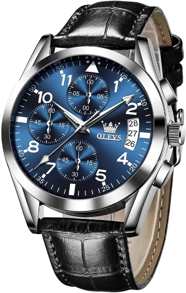 OLEVS Watches for Men Brown Leather Gold Case Analog Quartz Fashion Business Dress Watch Day Date Luminous Waterproof Casual Male Wrist Watches
