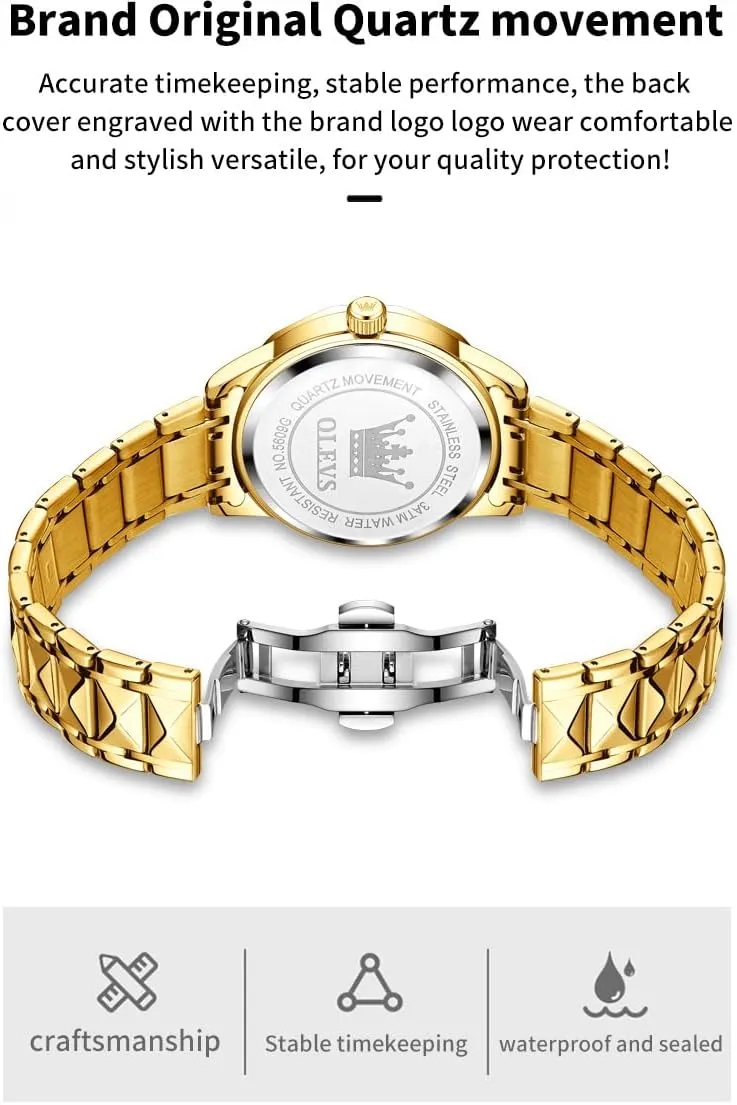 OLEVS Watches for Men Luxury Diamond Casual Large Dial Watches Stainless Steel Waterproof Business Dress Analog Luminous Date Mens Watches