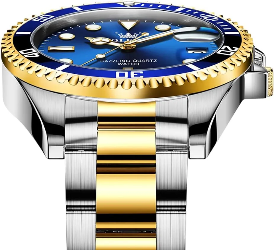 OLEVS Watches for Men Quartz Fashion Business Waterproof Watch Analog Stainless Date Week Diamond