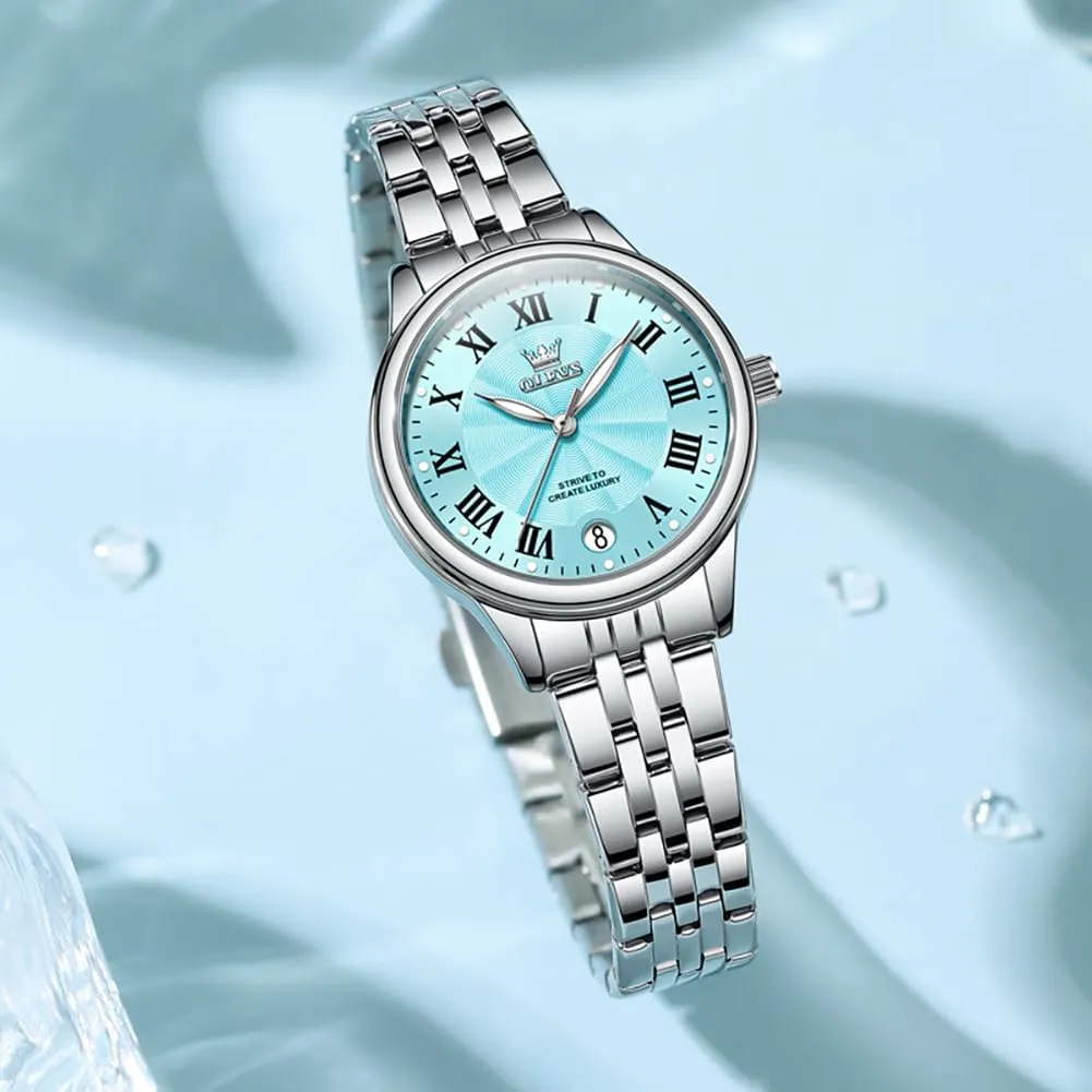 OLEVS Women Watches Business Dress Female Ladies for Small Wrist Watch Gold Silver Tone Stainless Steel Band Analog Quartz Day Date Waterproof Lady Watches