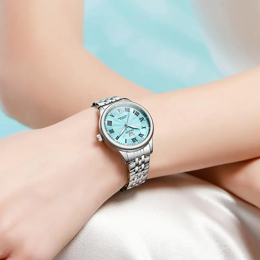 OLEVS Women Watches Business Dress Female Ladies for Small Wrist Watch Gold Silver Tone Stainless Steel Band Analog Quartz Day Date Waterproof Lady Watches