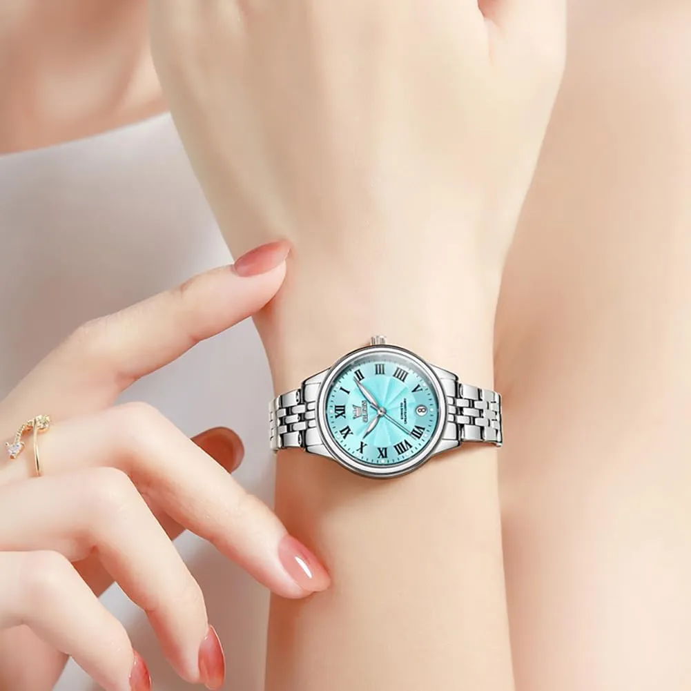 OLEVS Women Watches Business Dress Female Ladies for Small Wrist Watch Gold Silver Tone Stainless Steel Band Analog Quartz Day Date Waterproof Lady Watches