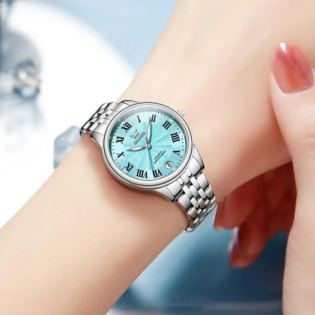 OLEVS Women Watches Business Dress Female Ladies for Small Wrist Watch Gold Silver Tone Stainless Steel Band Analog Quartz Day Date Waterproof Lady Watches