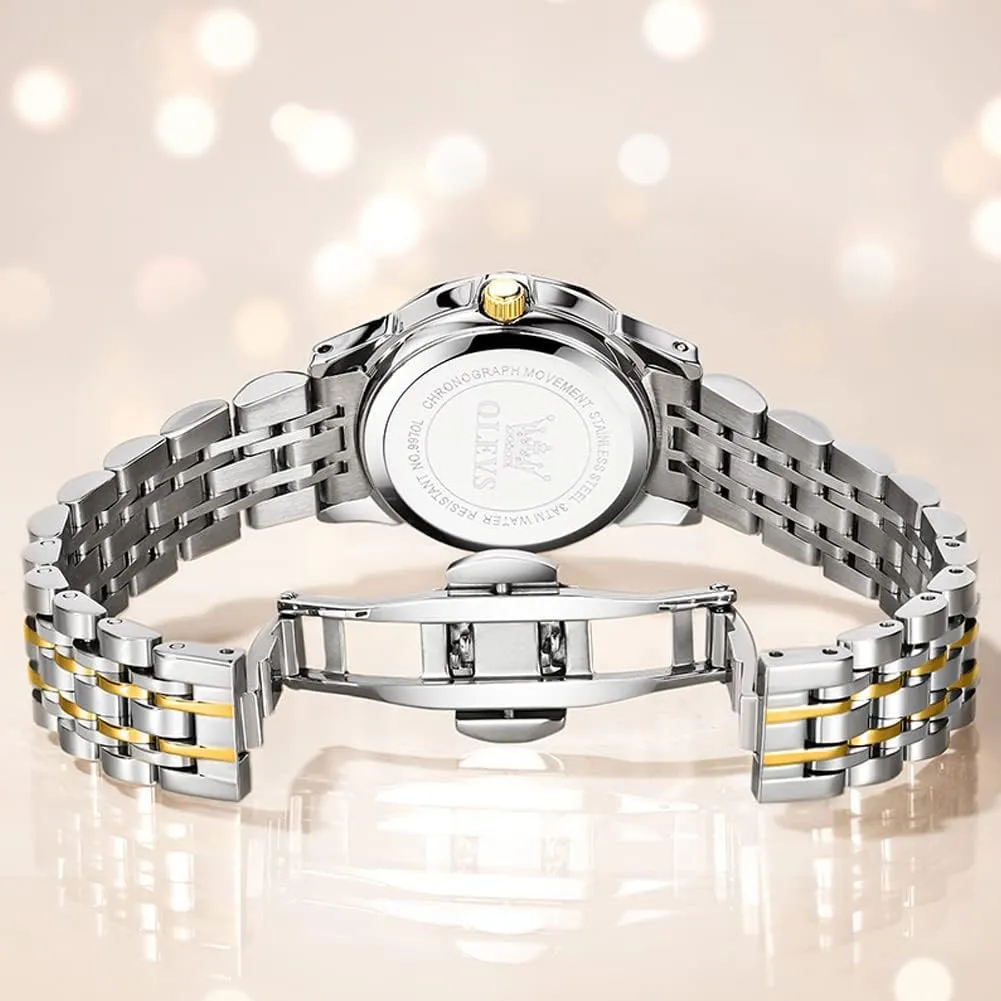 OLEVS Women's Watch Gold/Silver Analog Quartz Small Stainless Steel Business Formal Waterproof Luminous Date Ladies Watch