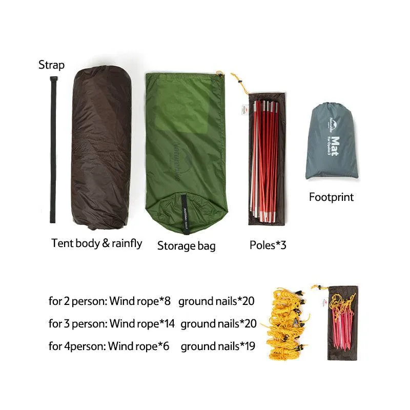 Opalus Tunnel 3P Camping Tent Plus YL08 Ultralight Foldable Camping Chair*2