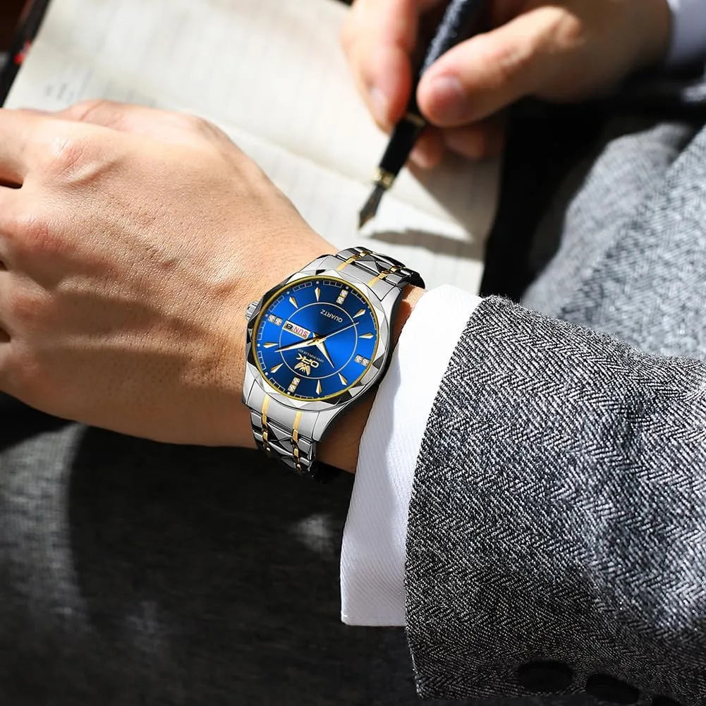 OPK Mens Watch Business Dress Large Analog Stainless Steel Watch for Men Day Casual Man Wrist Watches